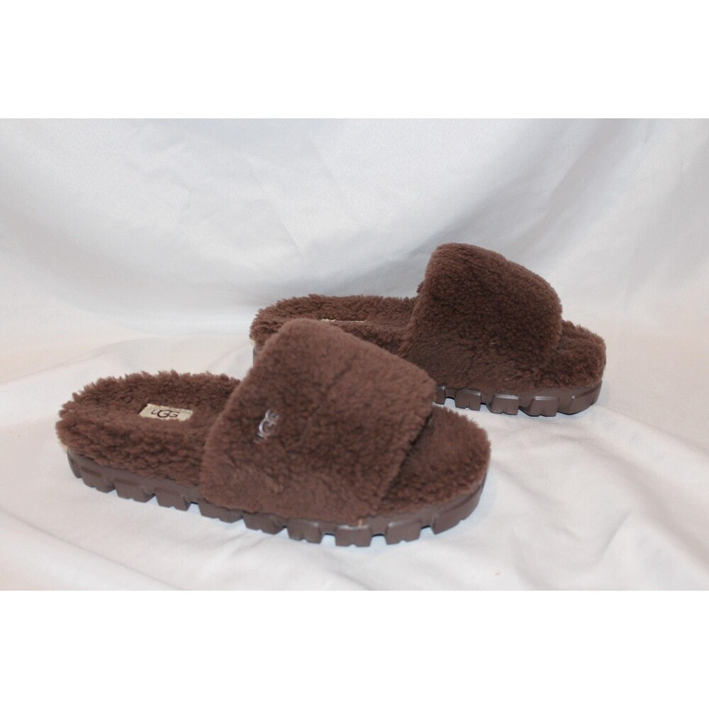 UGG WOMEN'S COZETTA CURLY SHEARLING SLIDES SLIPPERS NEW! BROWN - Picture 3 of 6